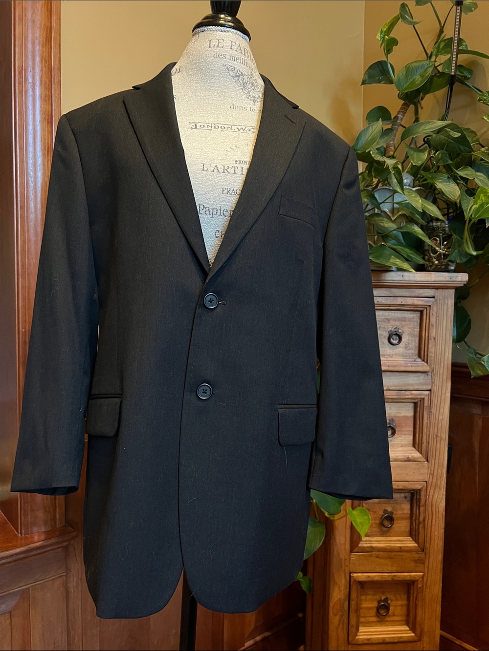 Tommy Hilfiger Black Men's Two-Button Sport Coat 44 S Wool